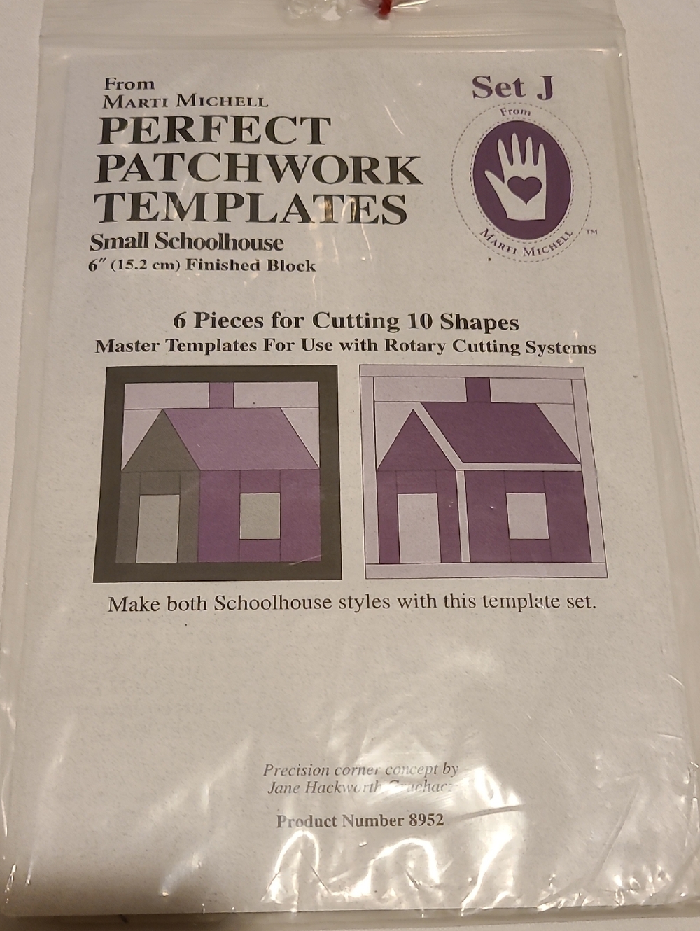 Perfect Patchwork Templates, Small Schoolhouse, 6 Inch Block, Quilting, Set J